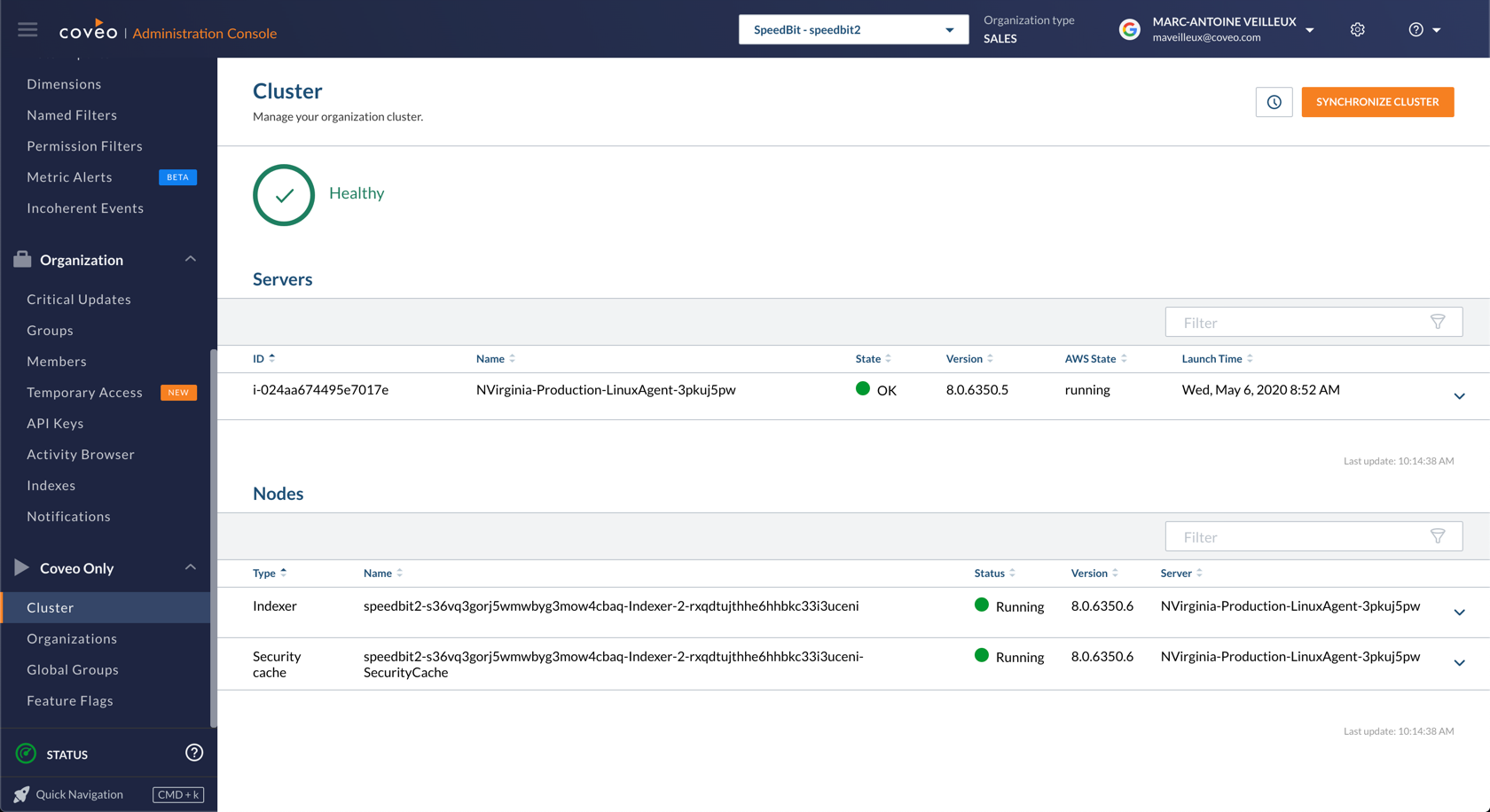 Coveo Cluster View