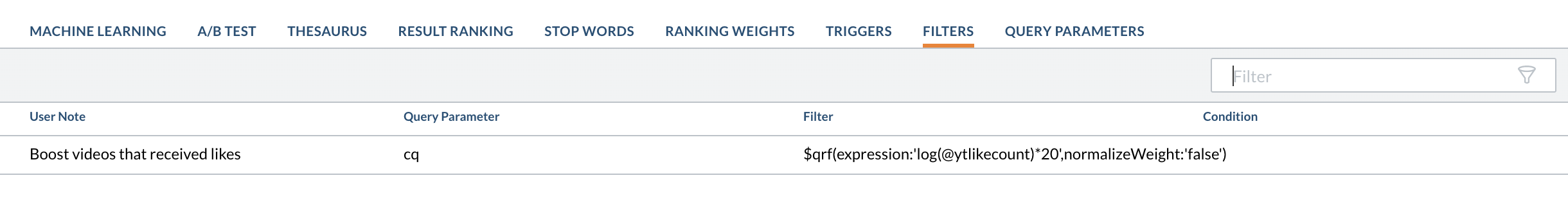 Ranking expressions in query pipeline