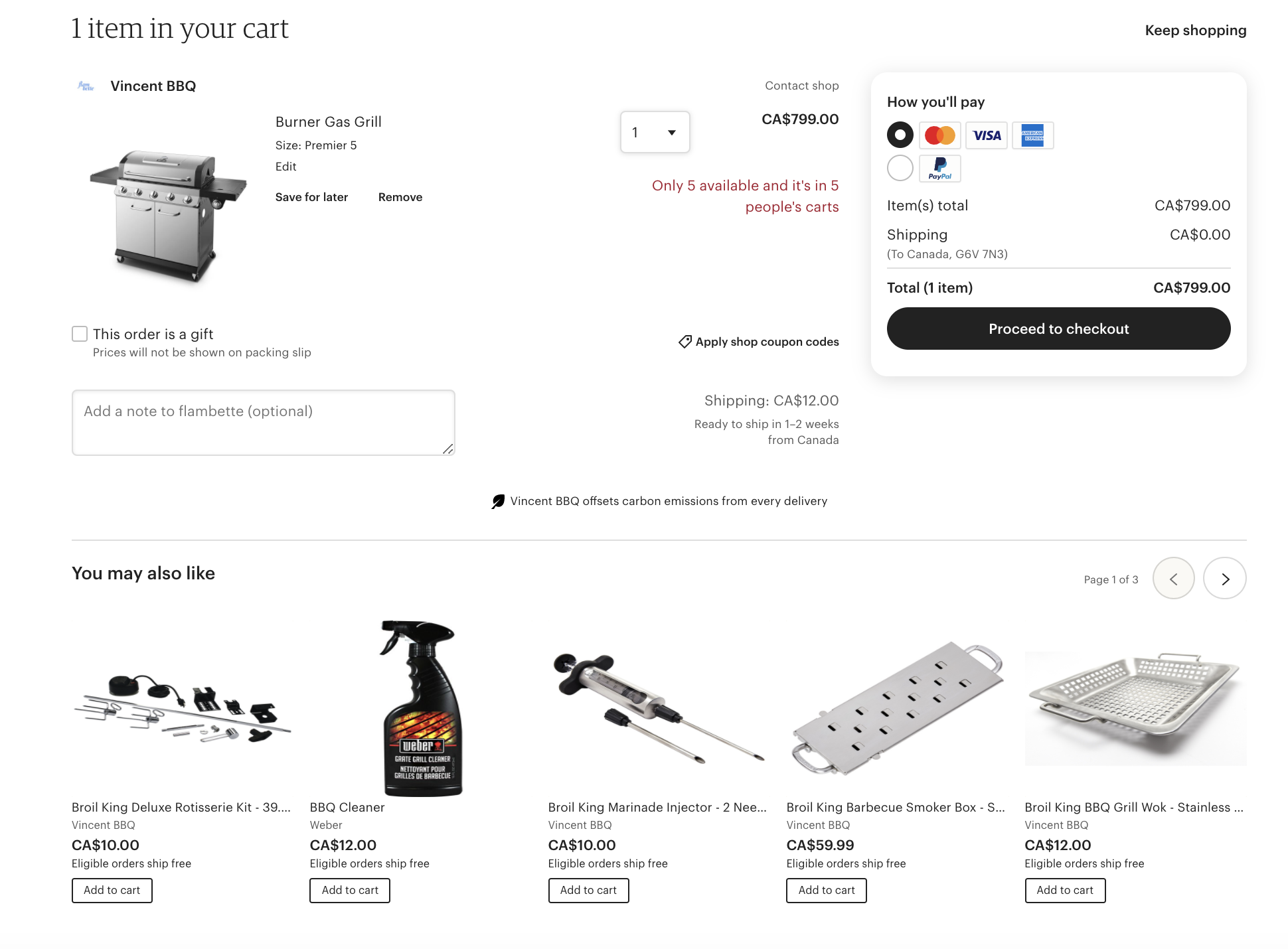 Product recommendations in the shopping cart
