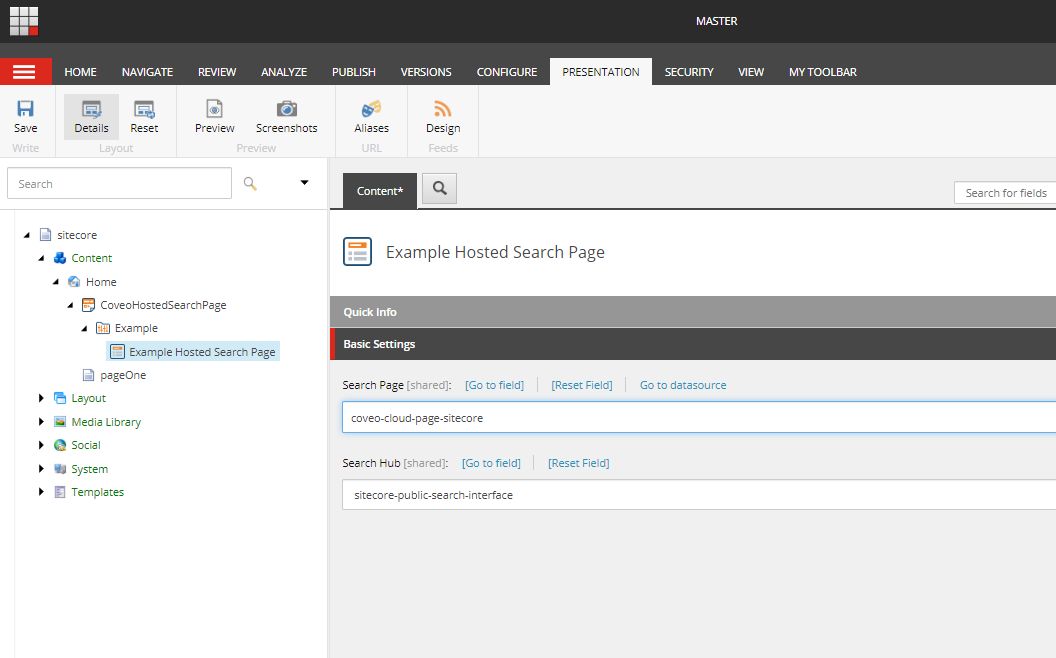 Sitecore Hosted Search page component