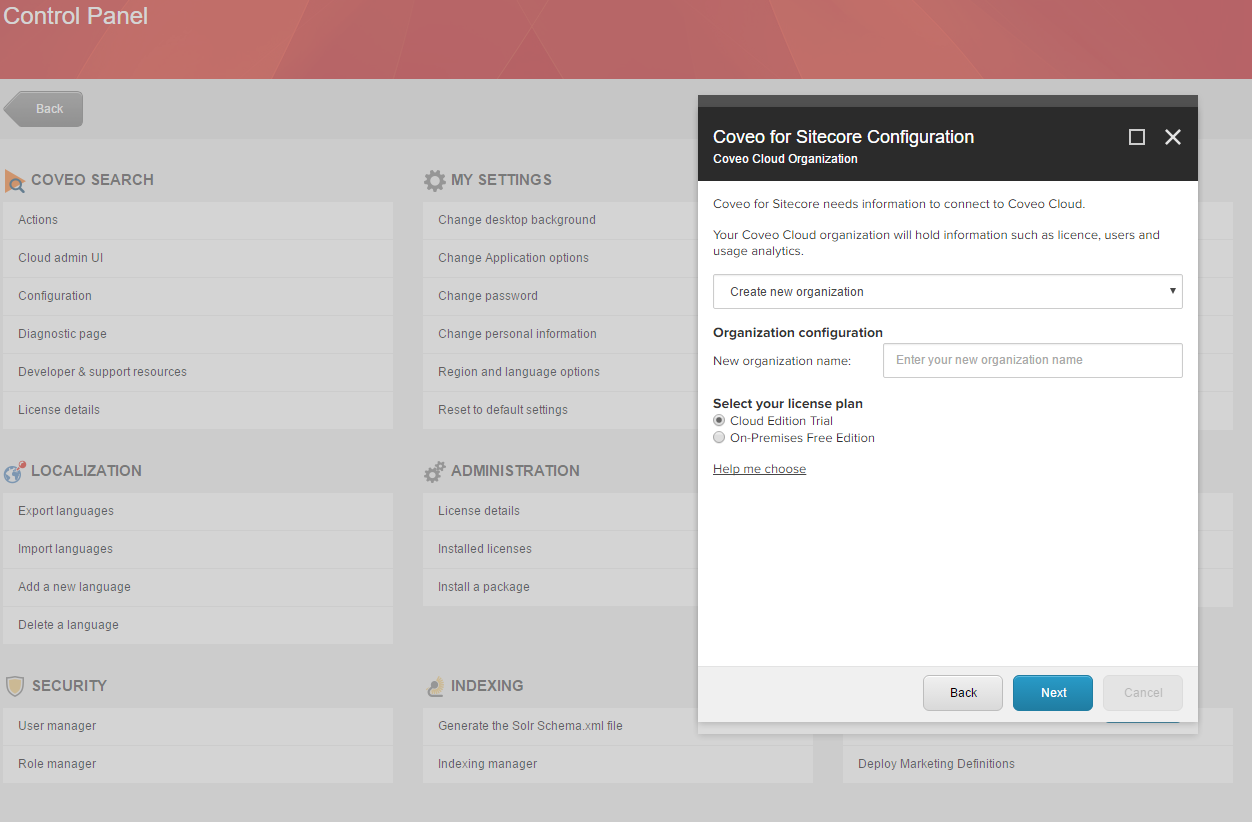 Coveo for Sitecore Cloud Configuration